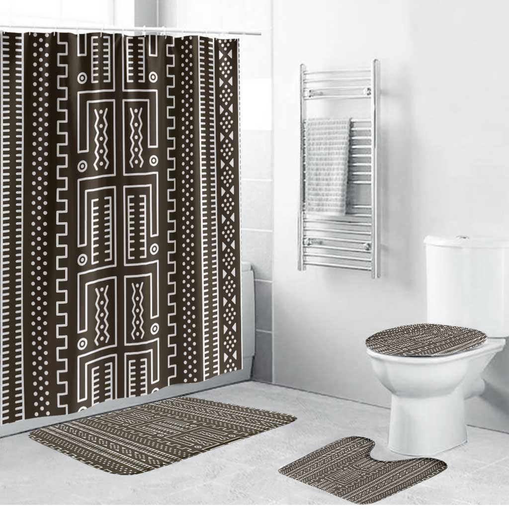Mali Mud Cloth Bathroom Set Bogolanfini Pattern - Wonder Print Shop