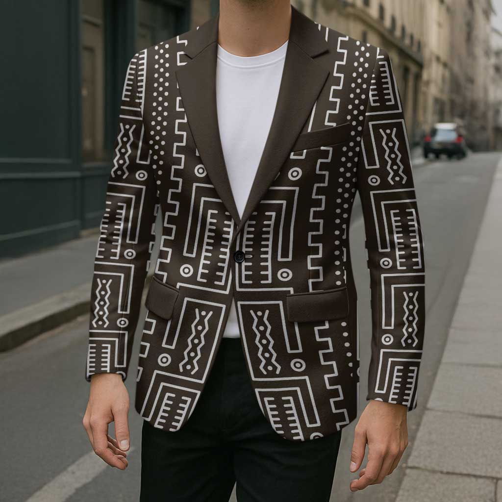 Mali Mud Cloth Blazer Bogolanfini Pattern - Wonder Print Shop
