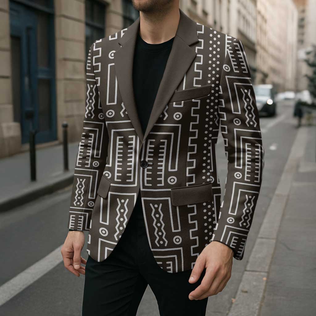 Mali Mud Cloth Blazer Bogolanfini Pattern - Wonder Print Shop