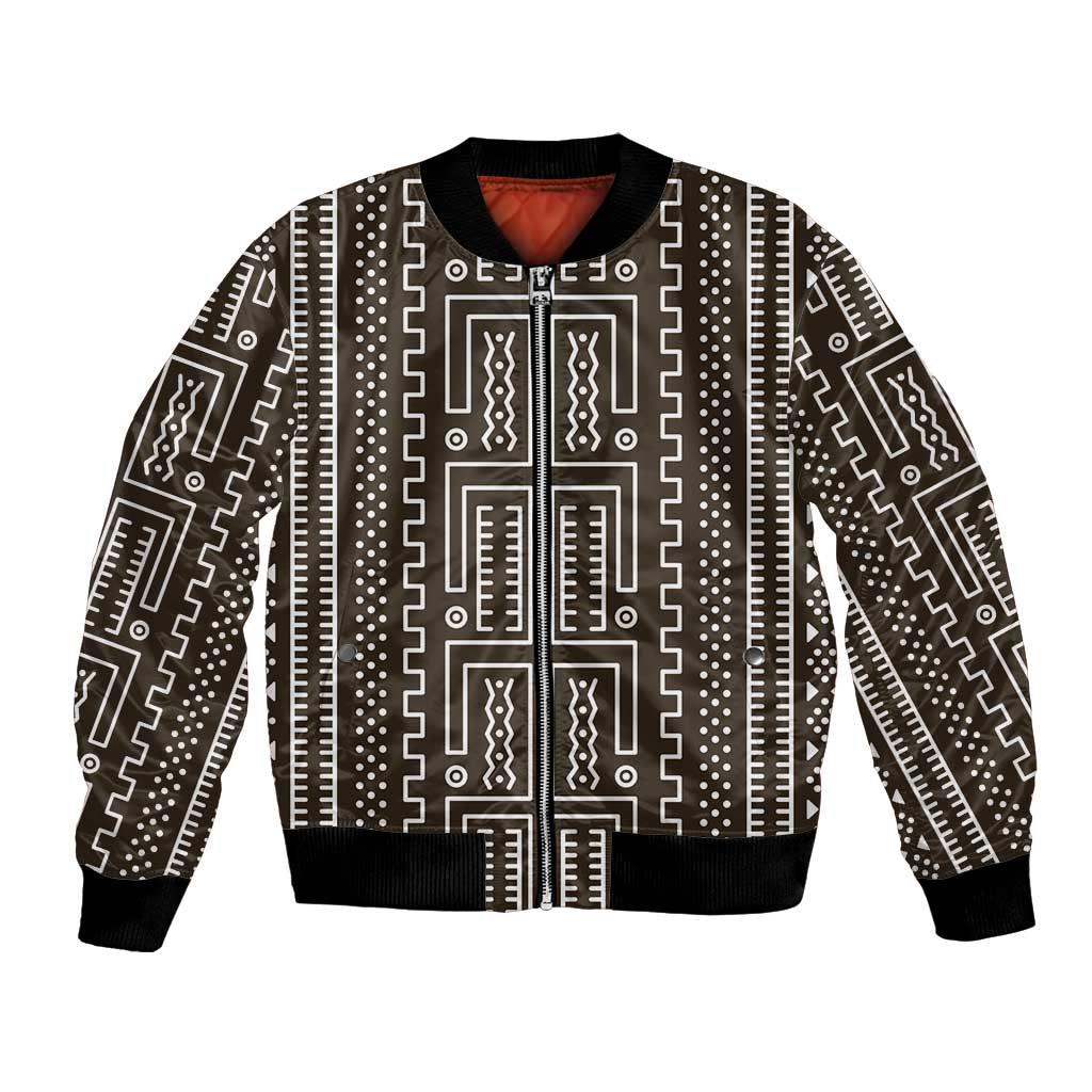 Mali Mud Cloth Bomber Jacket Bogolanfini Pattern - Wonder Print Shop