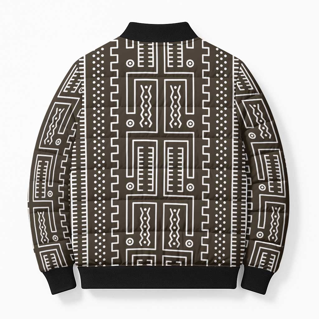 Mali Mud Cloth Bomber Puffer Jacket Bogolanfini Pattern - Wonder Print Shop