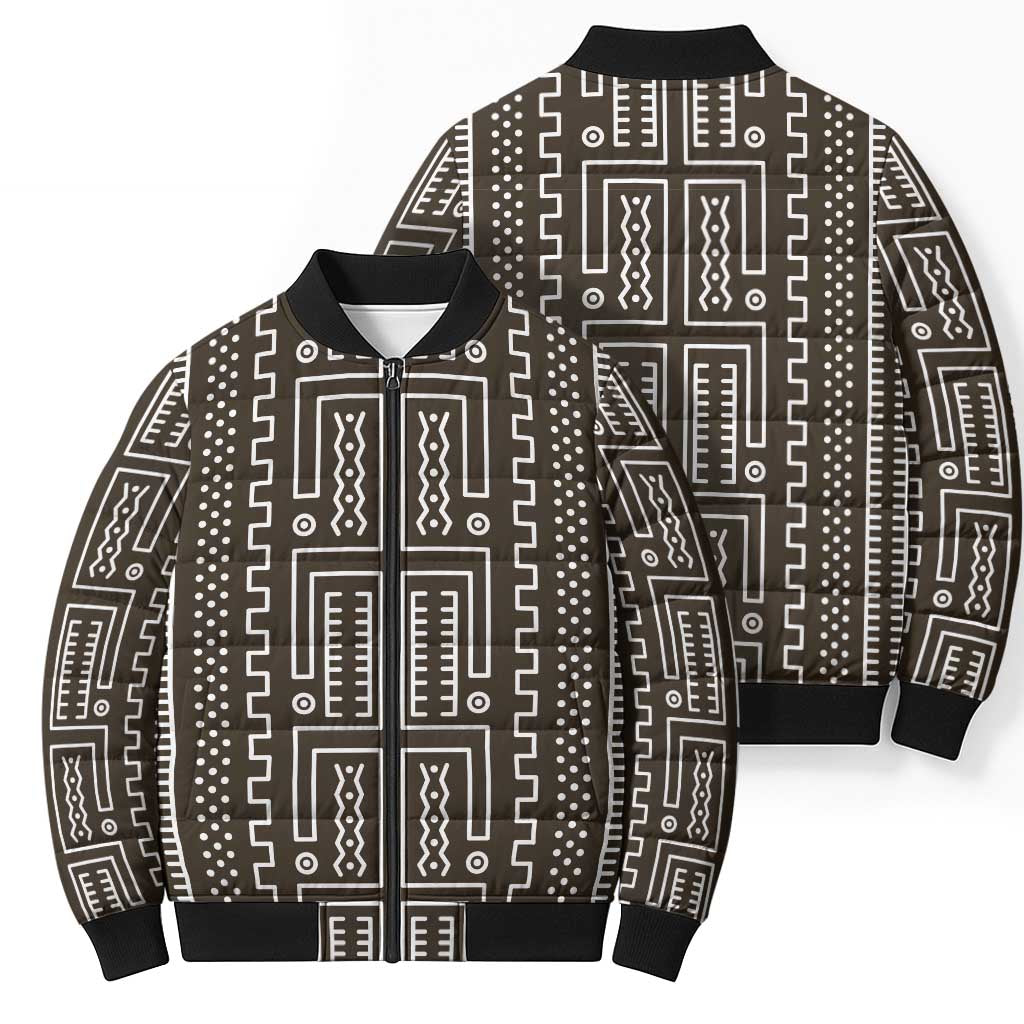Mali Mud Cloth Bomber Puffer Jacket Bogolanfini Pattern - Wonder Print Shop