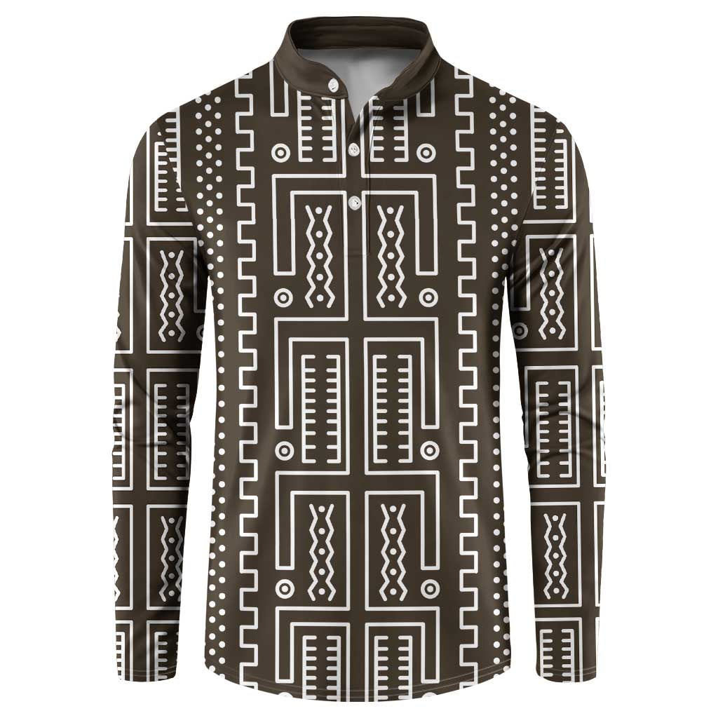 Mali Mud Cloth Button Sweatshirt Bogolanfini Pattern - Wonder Print Shop