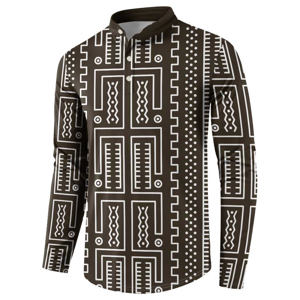Mali Mud Cloth Button Sweatshirt Bogolanfini Pattern - Wonder Print Shop