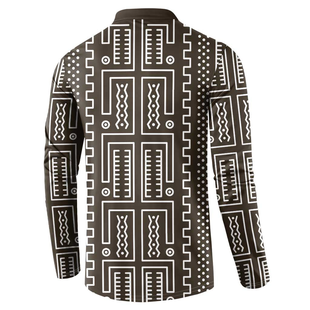 Mali Mud Cloth Button Sweatshirt Bogolanfini Pattern - Wonder Print Shop