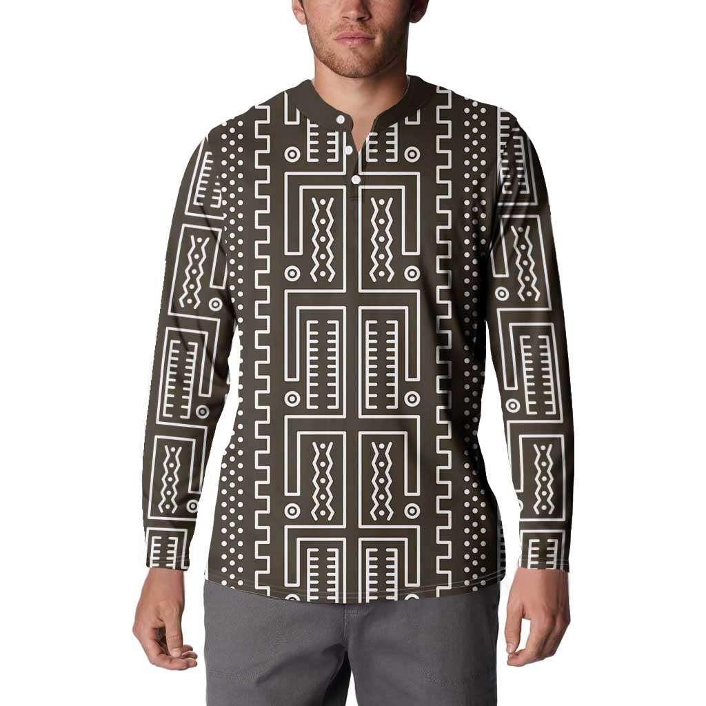Mali Mud Cloth Button Sweatshirt Bogolanfini Pattern - Wonder Print Shop