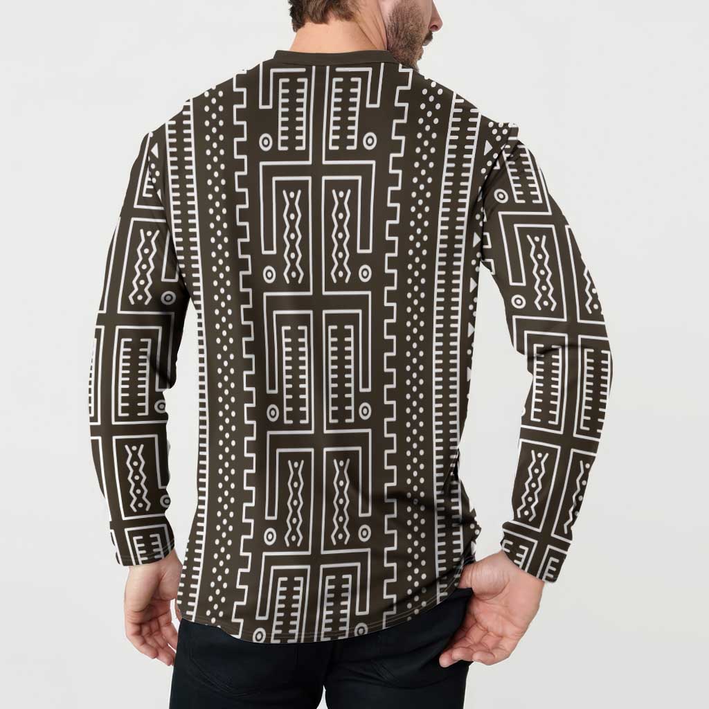 Mali Mud Cloth Button Sweatshirt Bogolanfini Pattern - Wonder Print Shop