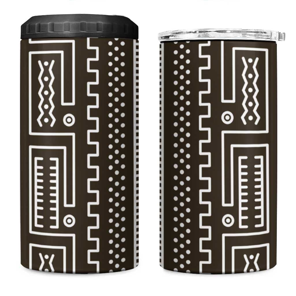 Mali Mud Cloth 4 in 1 Can Cooler Tumbler Bogolanfini Pattern - Wonder Print Shop