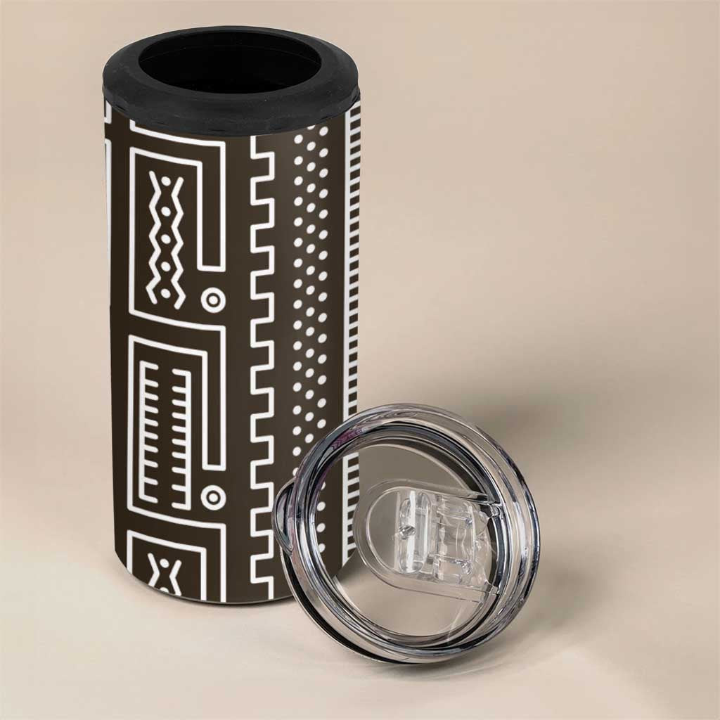Mali Mud Cloth 4 in 1 Can Cooler Tumbler Bogolanfini Pattern - Wonder Print Shop