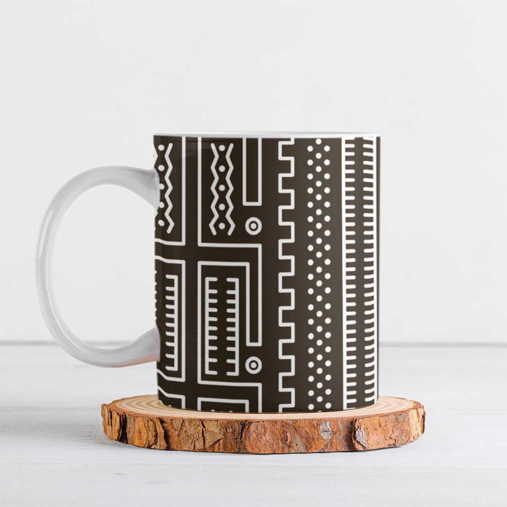 Mali Mud Cloth Ceramic Mug Bogolanfini Pattern - Wonder Print Shop