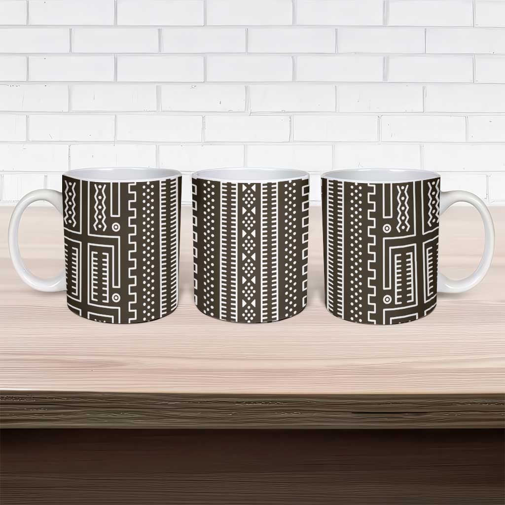 Mali Mud Cloth Ceramic Mug Bogolanfini Pattern - Wonder Print Shop