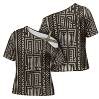 Mali Mud Cloth Cross Shoulder Shirt Bogolanfini Pattern - Wonder Print Shop