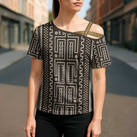 Mali Mud Cloth Cross Shoulder Shirt Bogolanfini Pattern - Wonder Print Shop