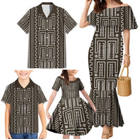 Mali Mud Cloth Family Matching Mermaid Dress and Hawaiian Shirt Bogolanfini Pattern - Wonder Print Shop