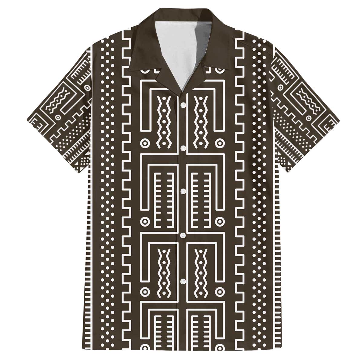 Mali Mud Cloth Family Matching Off The Shoulder Long Sleeve Dress and Hawaiian Shirt Bogolanfini Pattern - Wonder Print Shop
