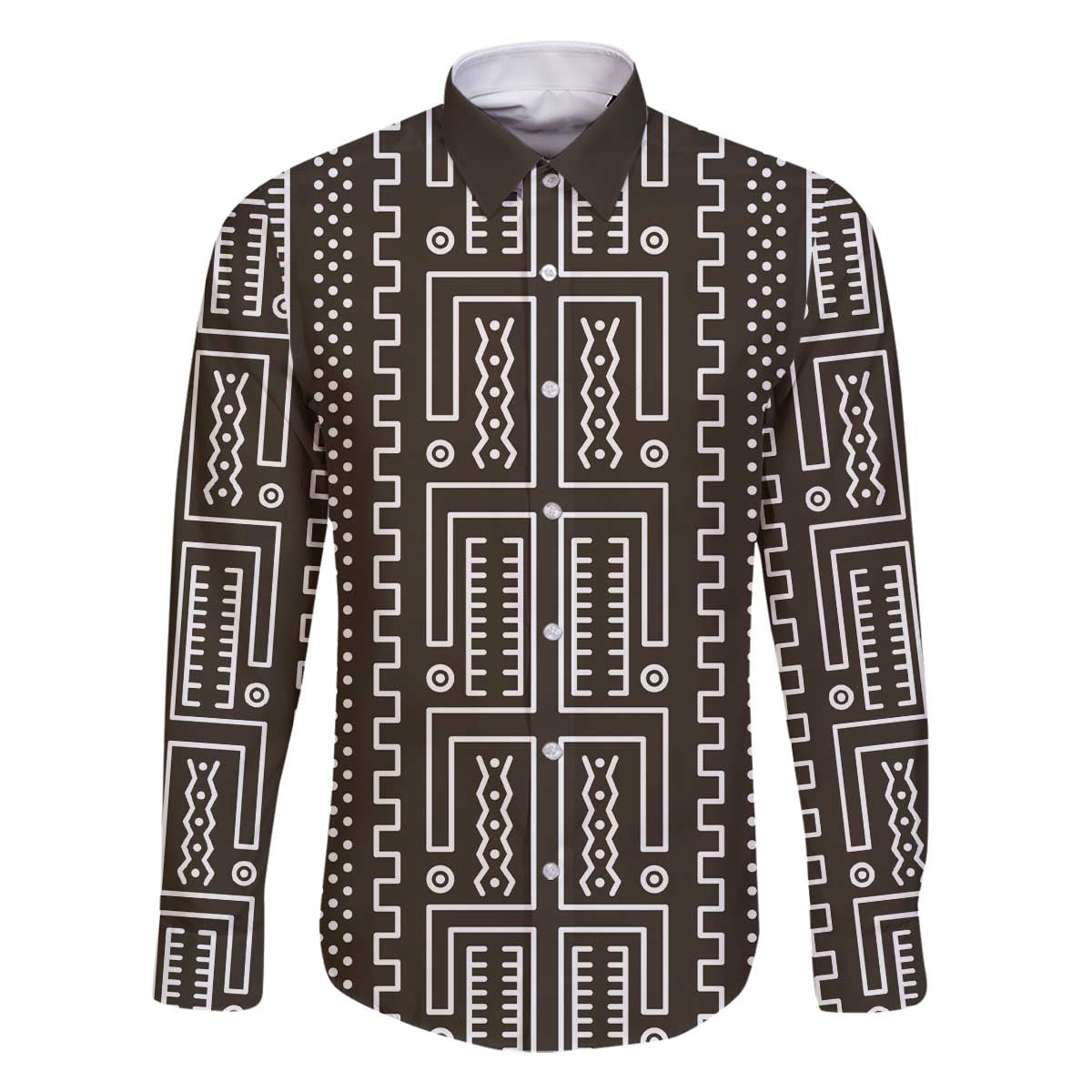 Mali Mud Cloth Family Matching Off The Shoulder Long Sleeve Dress and Hawaiian Shirt Bogolanfini Pattern - Wonder Print Shop