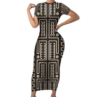 Mali Mud Cloth Family Matching Short Sleeve Bodycon Dress and Hawaiian Shirt Bogolanfini Pattern - Wonder Print Shop