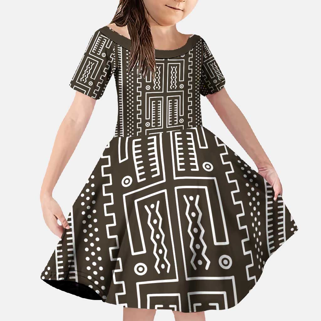Mali Mud Cloth Family Matching Summer Maxi Dress and Hawaiian Shirt Bogolanfini Pattern - Wonder Print Shop