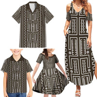 Mali Mud Cloth Family Matching Summer Maxi Dress and Hawaiian Shirt Bogolanfini Pattern - Wonder Print Shop