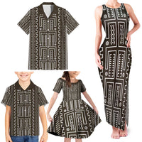 Mali Mud Cloth Family Matching Tank Maxi Dress and Hawaiian Shirt Bogolanfini Pattern - Wonder Print Shop