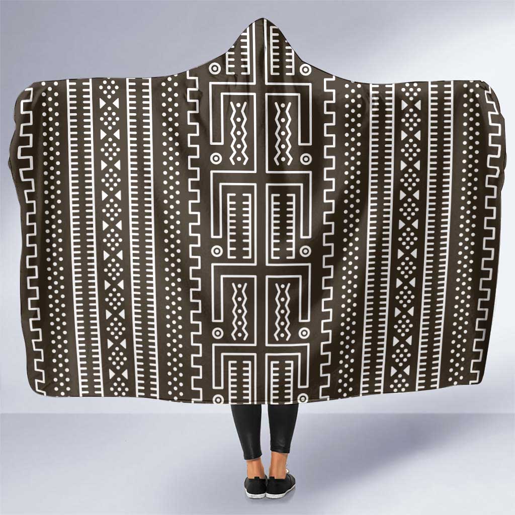 Mali Mud Cloth Hooded Blanket Bogolanfini Pattern - Wonder Print Shop