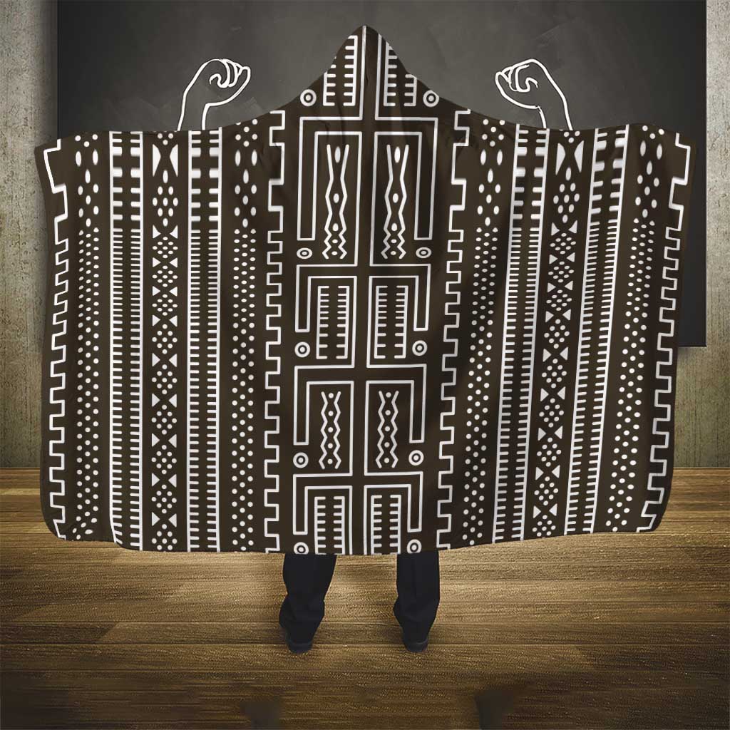Mali Mud Cloth Hooded Blanket Bogolanfini Pattern - Wonder Print Shop