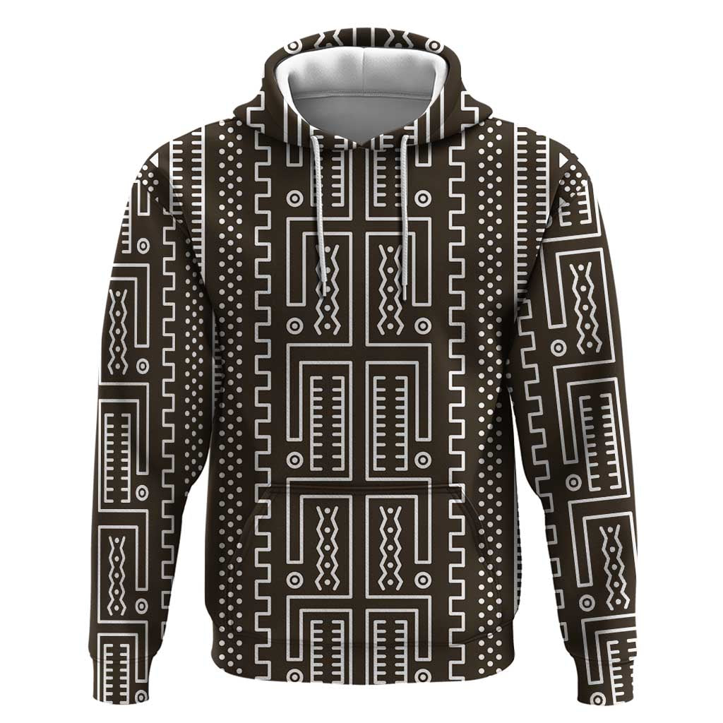 Mali Mud Cloth Hoodie Bogolanfini Pattern - Wonder Print Shop