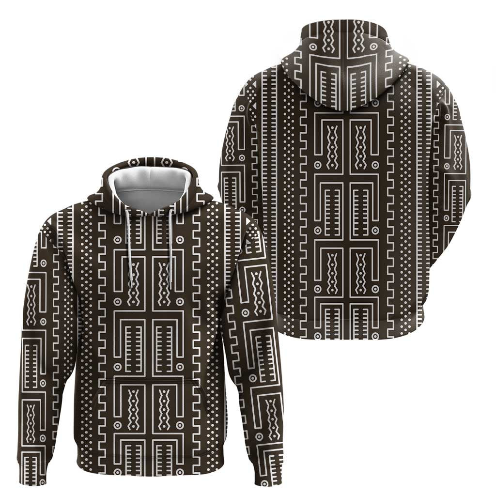 Mali Mud Cloth Hoodie Bogolanfini Pattern - Wonder Print Shop