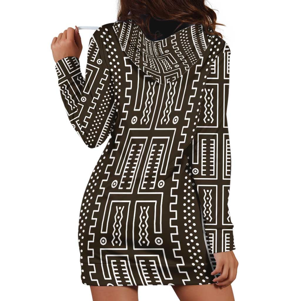Mali Mud Cloth Hoodie Dress Bogolanfini Pattern - Wonder Print Shop