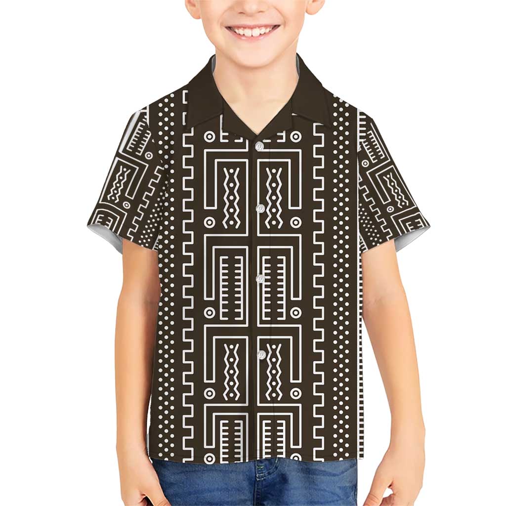 Mali Mud Cloth Kid Hawaiian Shirt Bogolanfini Pattern - Wonder Print Shop