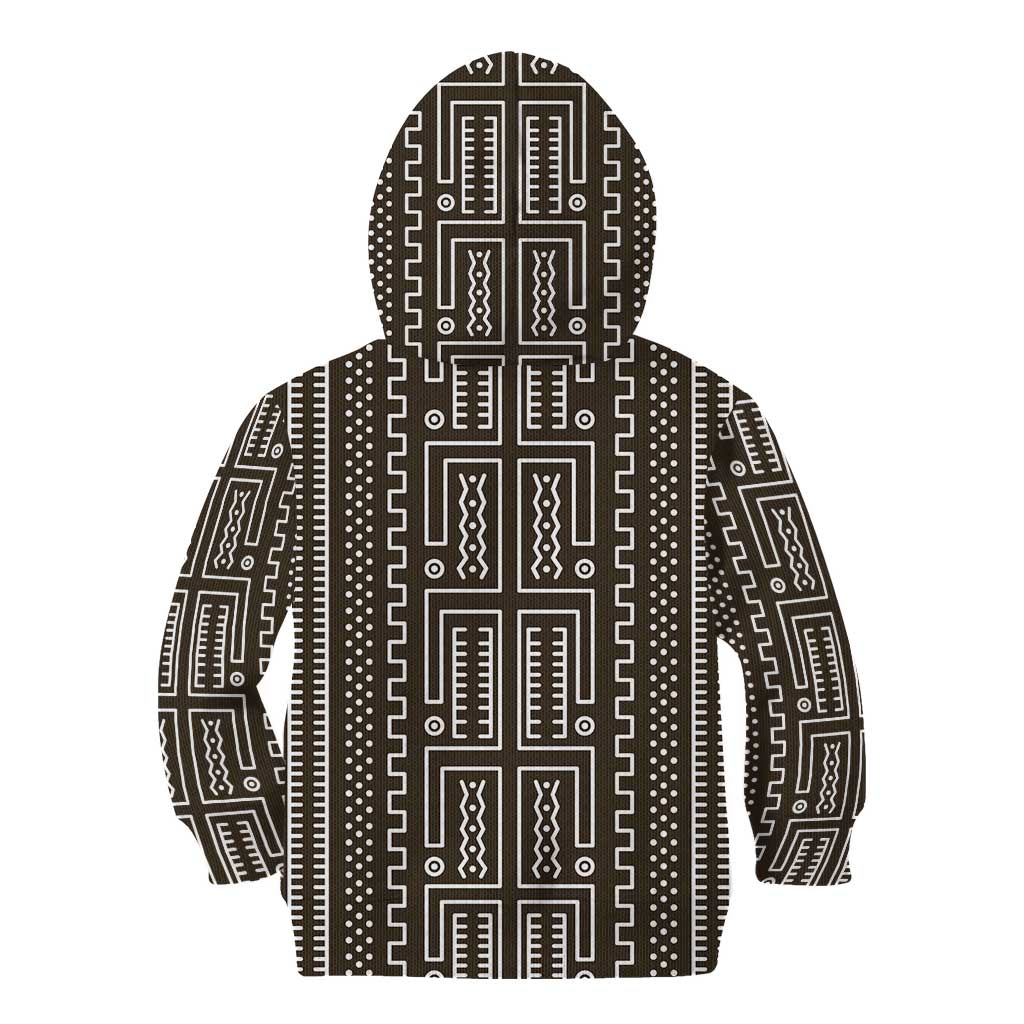 Mali Mud Cloth Kid Hoodie Bogolanfini Pattern - Wonder Print Shop