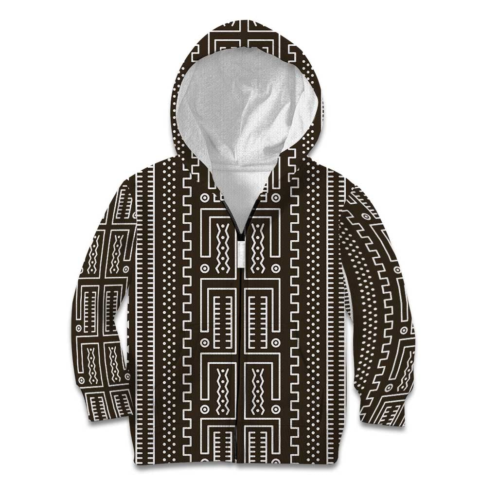 Mali Mud Cloth Kid Hoodie Bogolanfini Pattern - Wonder Print Shop