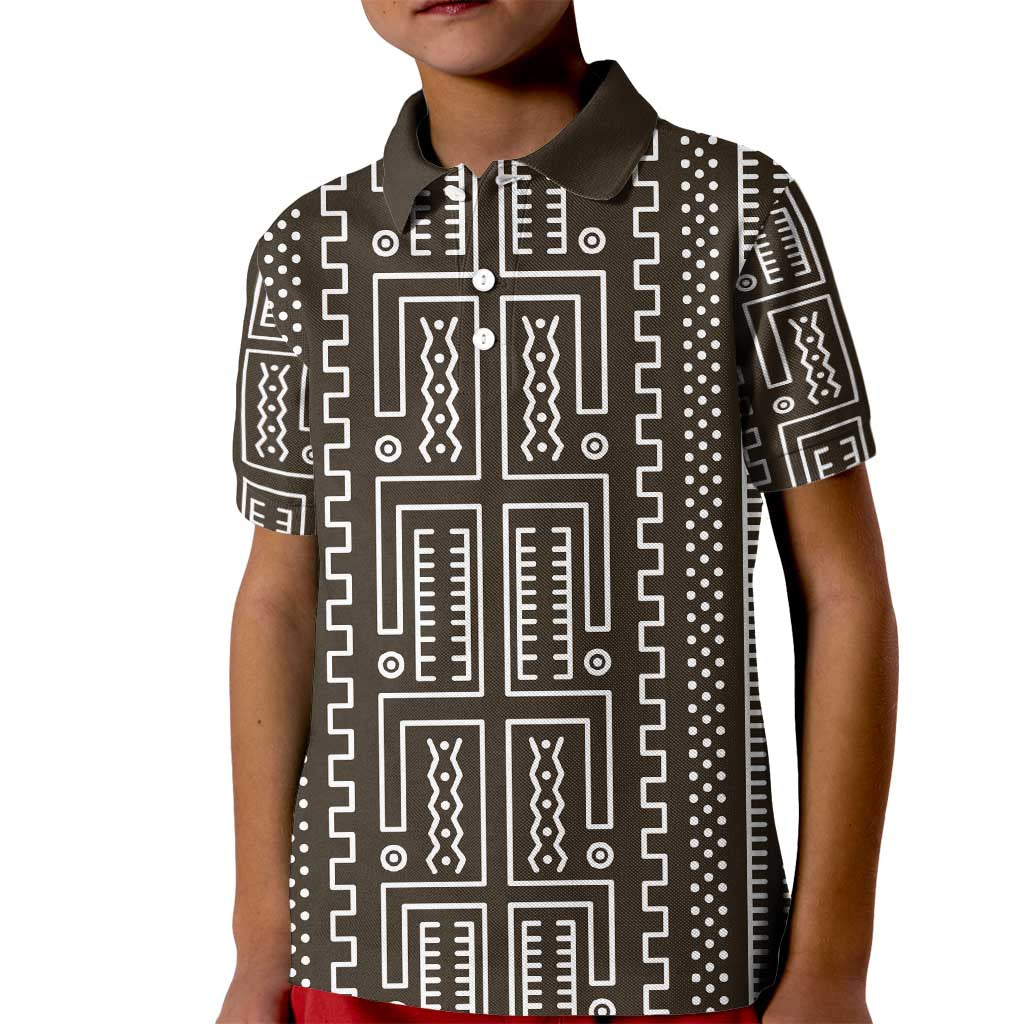 Mali Mud Cloth Kid Polo Shirt Bogolanfini Pattern - Wonder Print Shop
