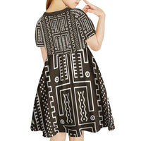 Mali Mud Cloth Kid Short Sleeve Dress Bogolanfini Pattern - Wonder Print Shop