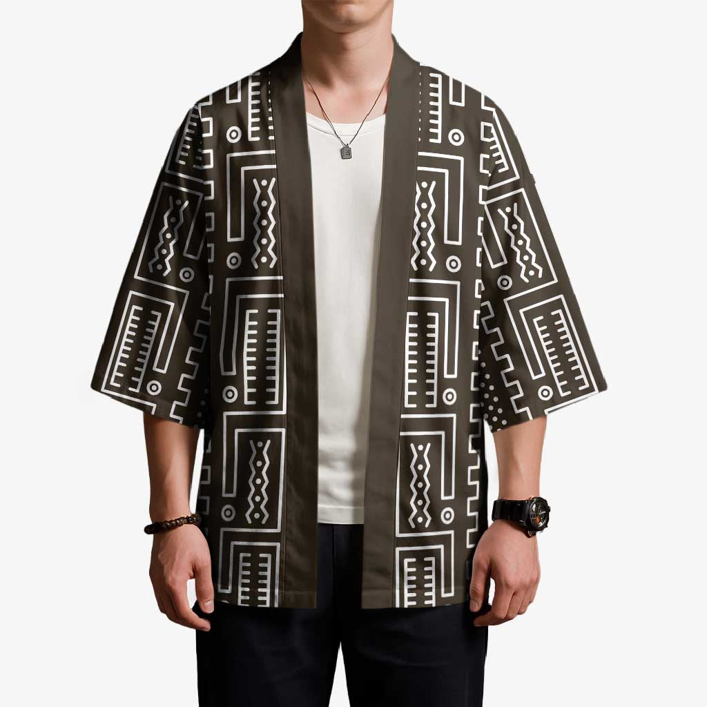 Mali Mud Cloth Kimono Bogolanfini Pattern - Wonder Print Shop