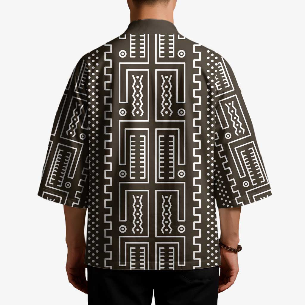 Mali Mud Cloth Kimono Bogolanfini Pattern - Wonder Print Shop