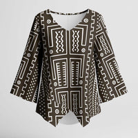 Mali Mud Cloth Kimono Sleeve Blouse Bogolanfini Pattern - Wonder Print Shop