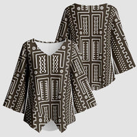Mali Mud Cloth Kimono Sleeve Blouse Bogolanfini Pattern - Wonder Print Shop