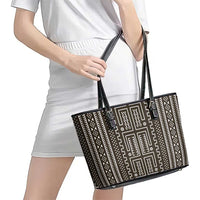 Mali Mud Cloth Leather Tote Bag Bogolanfini Pattern - Wonder Print Shop