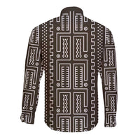 Mali Mud Cloth Long Sleeve Button Shirt Bogolanfini Pattern - Wonder Print Shop