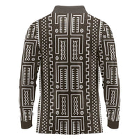 Mali Mud Cloth Long Sleeve Polo Shirt Bogolanfini Pattern - Wonder Print Shop