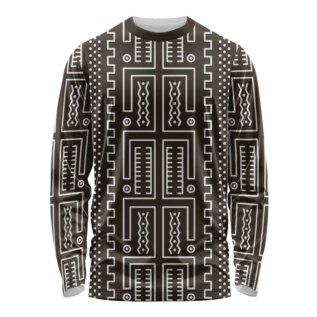 Mali Mud Cloth Long Sleeve Shirt Bogolanfini Pattern - Wonder Print Shop