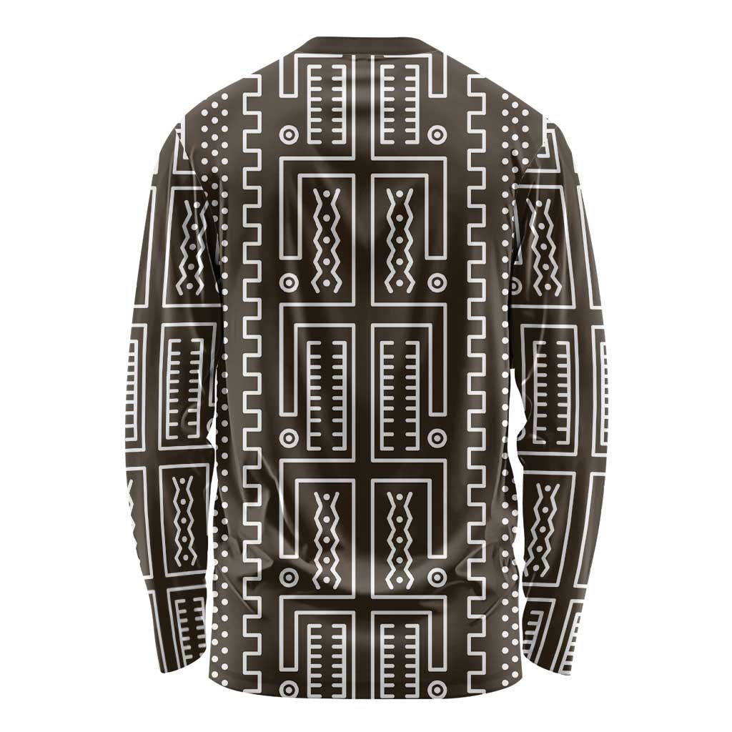 Mali Mud Cloth Long Sleeve Shirt Bogolanfini Pattern - Wonder Print Shop