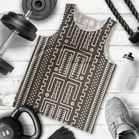 Mali Mud Cloth Men Tank Top Bogolanfini Pattern - Wonder Print Shop