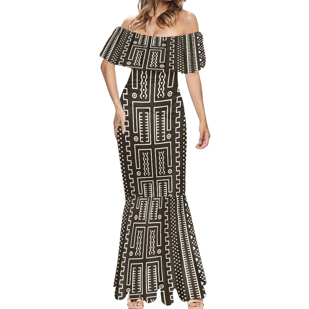 Mali Mud Cloth Mermaid Dress Bogolanfini Pattern - Wonder Print Shop