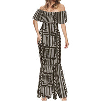 Mali Mud Cloth Mermaid Dress Bogolanfini Pattern - Wonder Print Shop