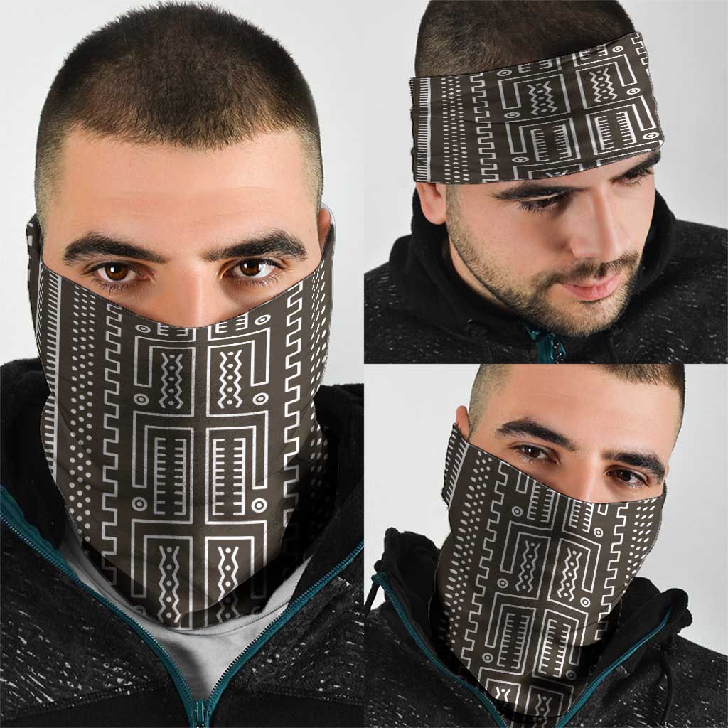 Mali Mud Cloth Neck Gaiter Bogolanfini Pattern - Wonder Print Shop