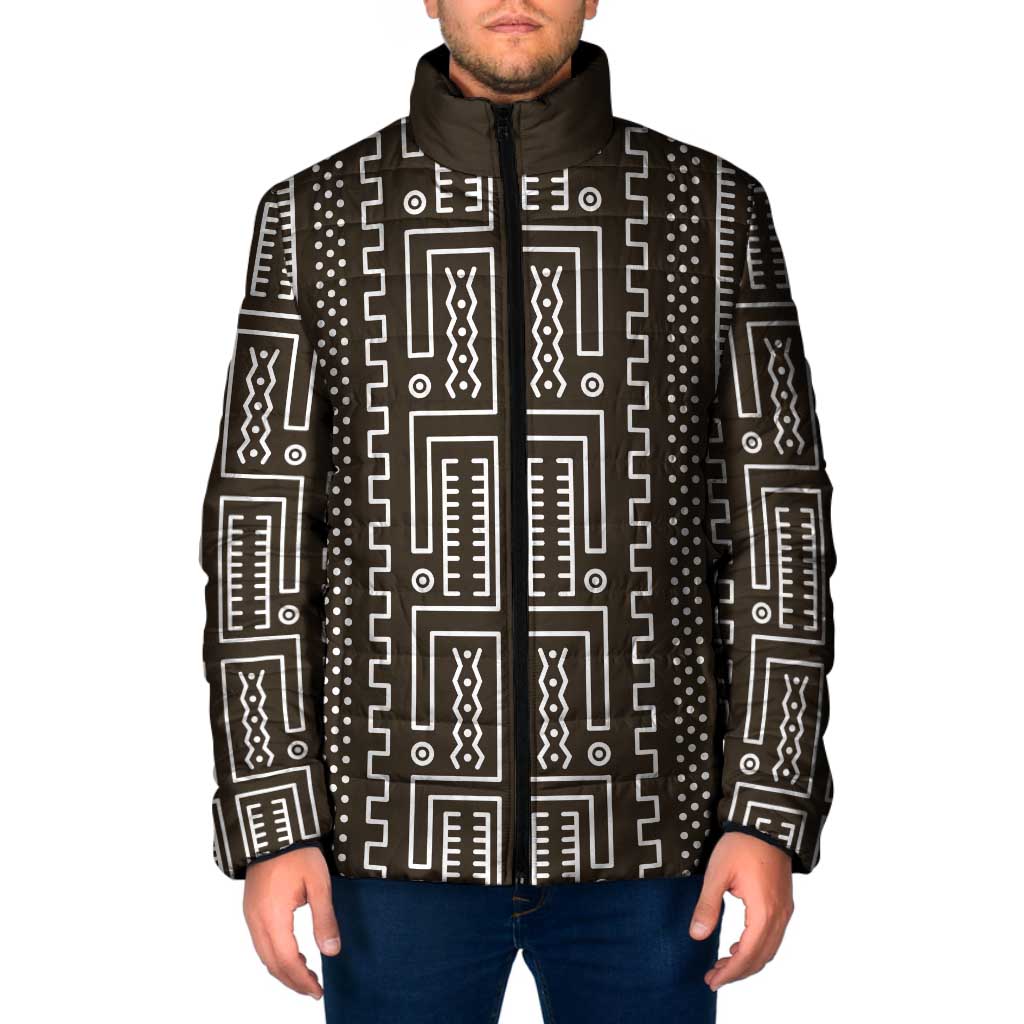 Mali Mud Cloth Padded Jacket Bogolanfini Pattern - Wonder Print Shop
