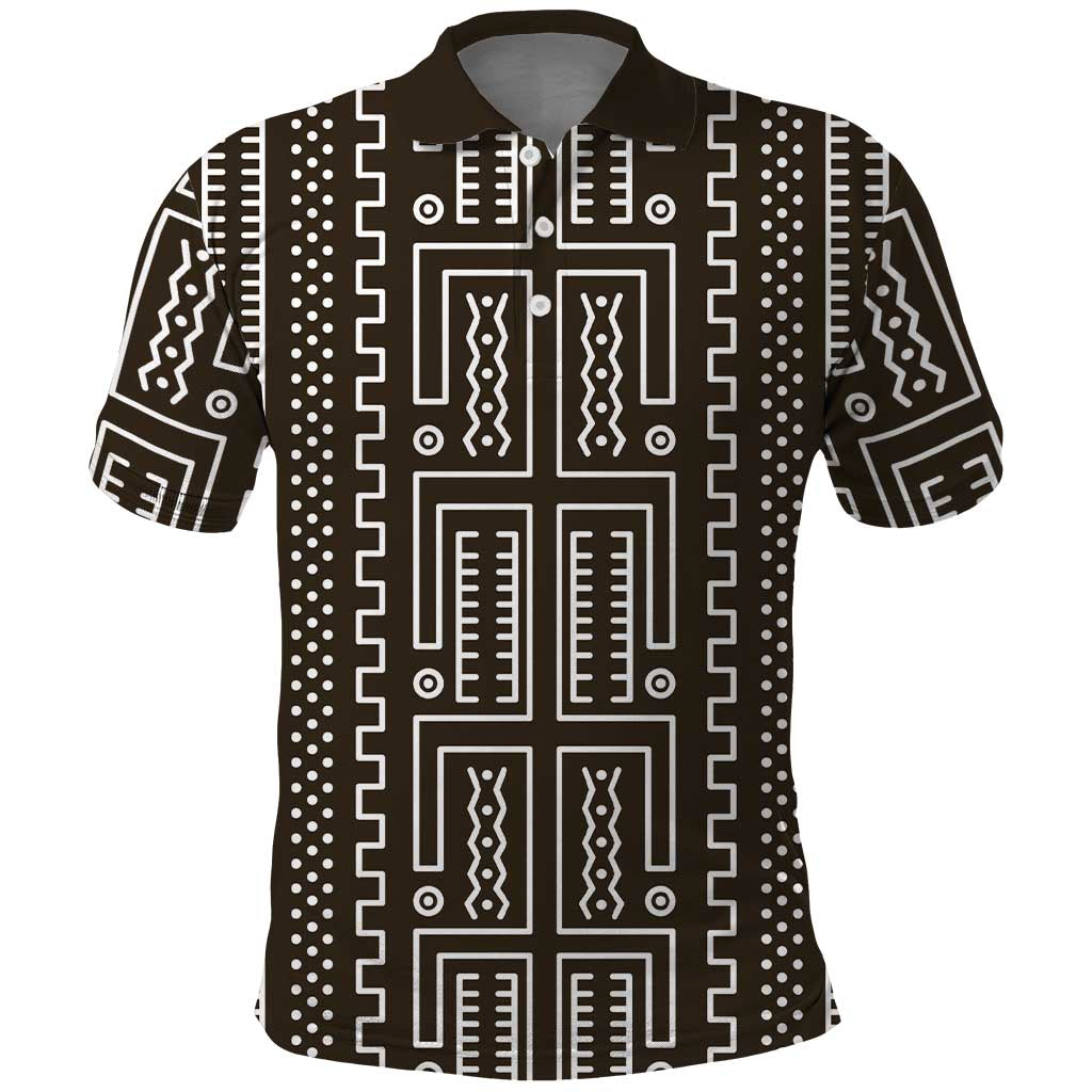 Mali Mud Cloth Polo Shirt Bogolanfini Pattern - Wonder Print Shop