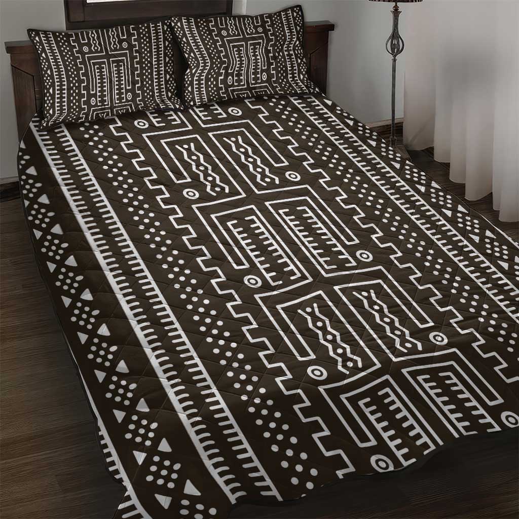 Mali Mud Cloth Quilt Bed Set Bogolanfini Pattern - Wonder Print Shop